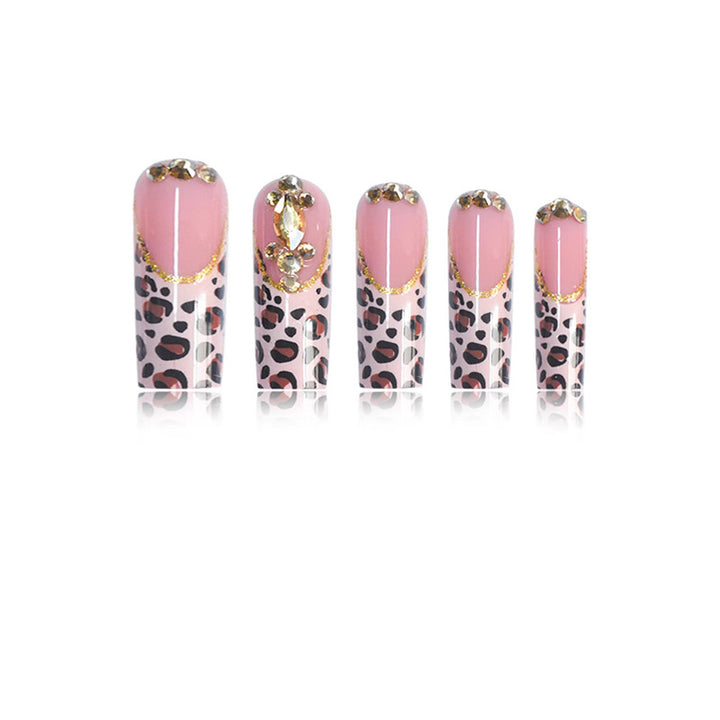 Decorative Stiletto Press-On Nails with Gold Accents Bowlift