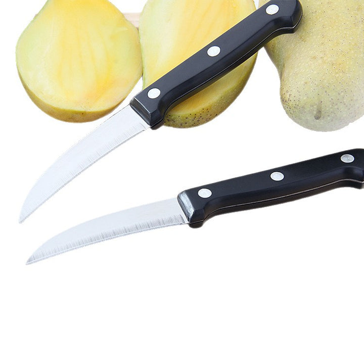 Stainless Steel Serrated Paring And Fruit Utility Knives With Full-Tang Riveted Black Handles Multi-Piece Set