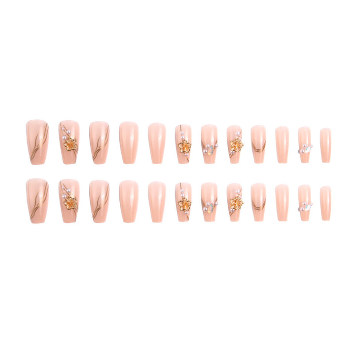 Artificial nail set with elegant floral and luxurious decorations Bowlift