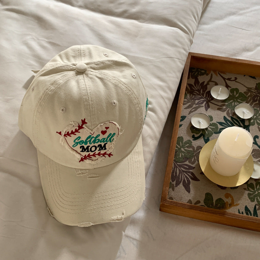 Women's Embroidered Softball Mom Cap Bowlift