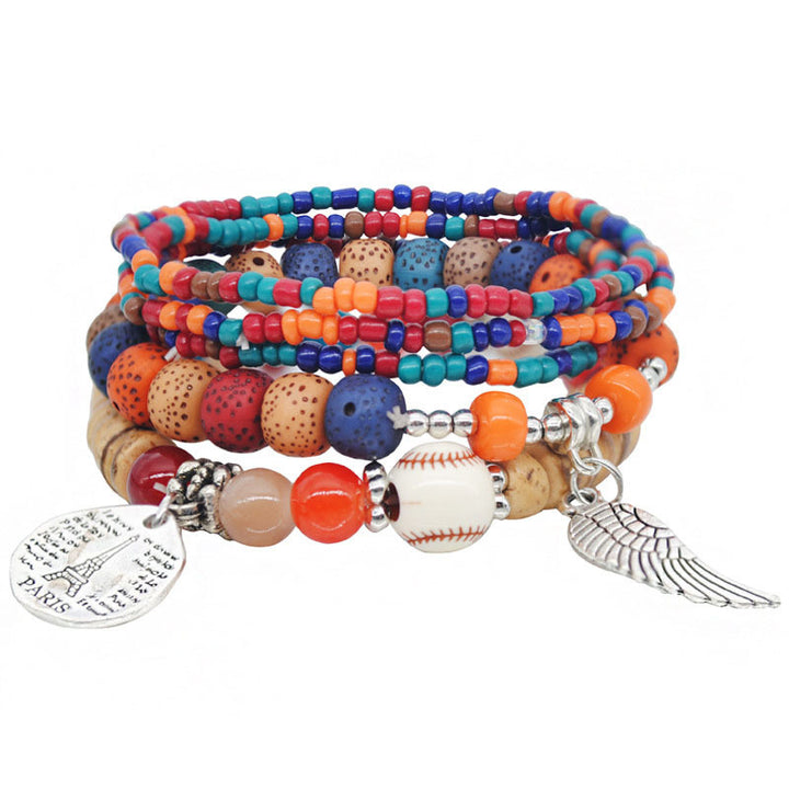 Bohemian Layered Beaded Charm Bracelet Bowlift