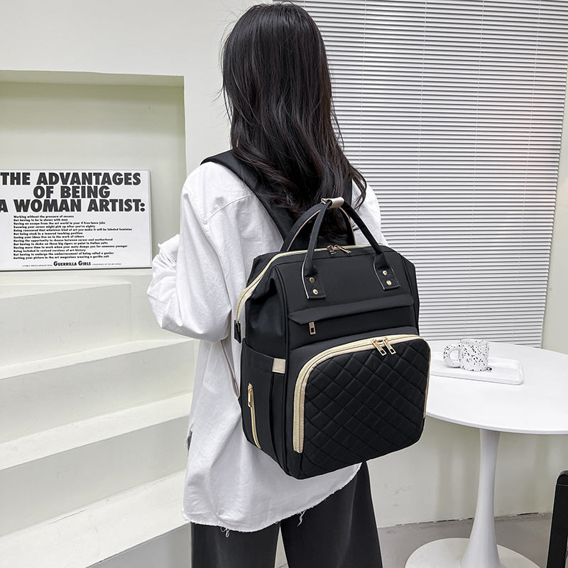 Multi-Functional Quilted Travel Backpack Bowlift