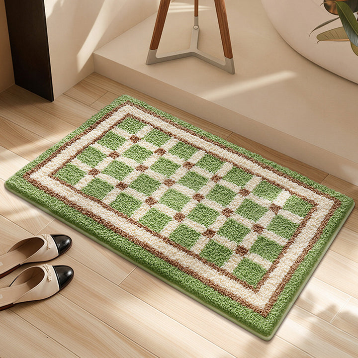 Soft Plush Checkered Bath Mat Bowlift