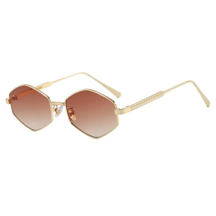 Women's hexagonal sunglasses with elegant metal accents and UV protection Bowlift