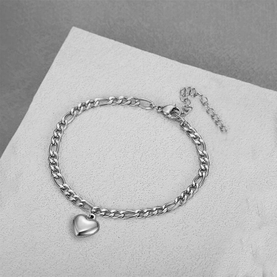 Heart Charm Link Bracelet Bowlift