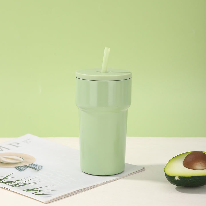 Unisex Insulated Drinking Cup with Dust Protection Lid and Straw Bowlift