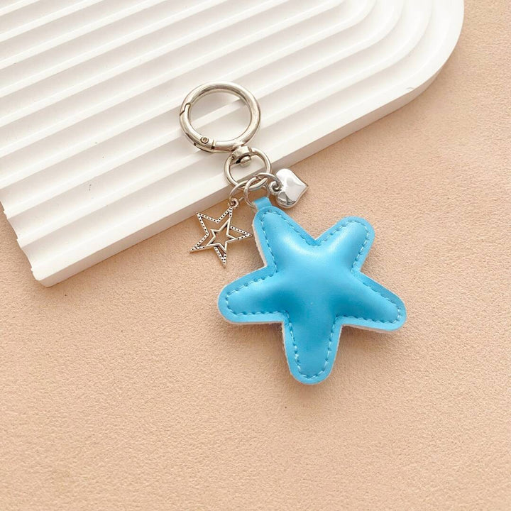 Starfish-Shaped Leather Keychain Bowlift