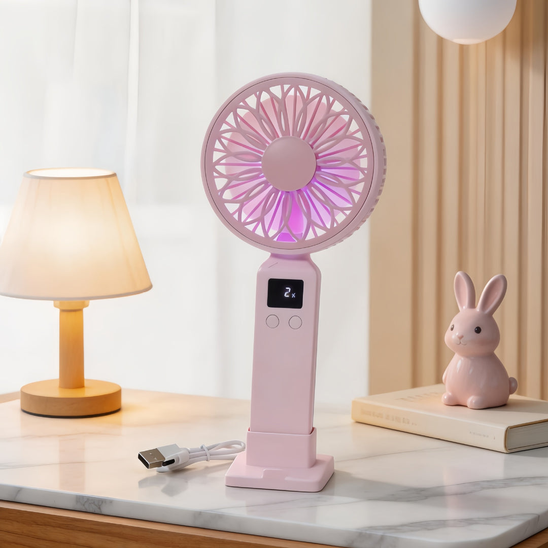 Women Portable Mini Fan with Digital Control Bowlift