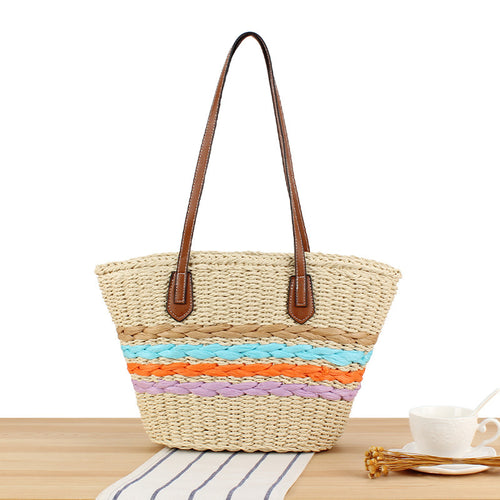 Beautiful braided straw bag with leather handles Bowlift