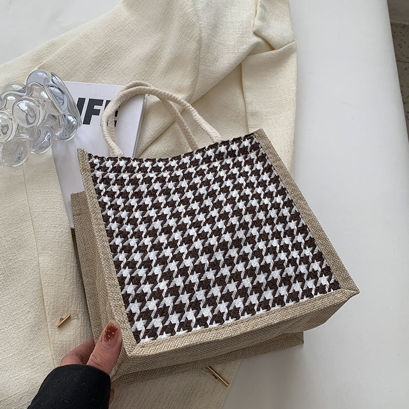 Handcrafted Houndstooth Tote Bag