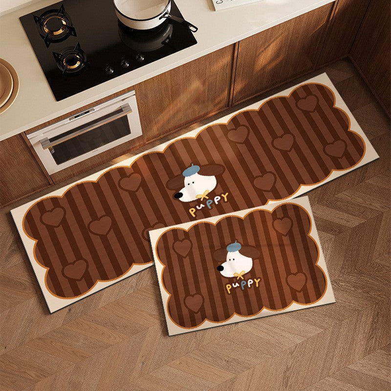 Cute Puppy-Themed Kitchen Mat