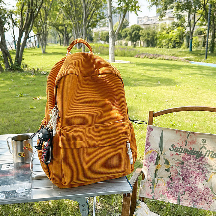 Corduroy Textured Casual Backpack Bowlift