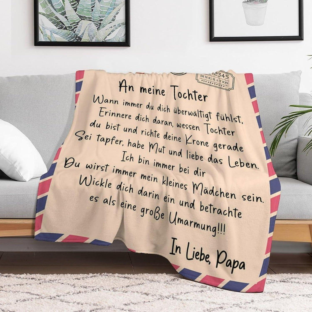 Sentimental Printed Fleece Throw Blanket Letter-To-Daughter Airmail Design