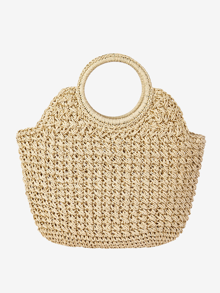 Hand-knotted straw bag with round handle Bowlift
