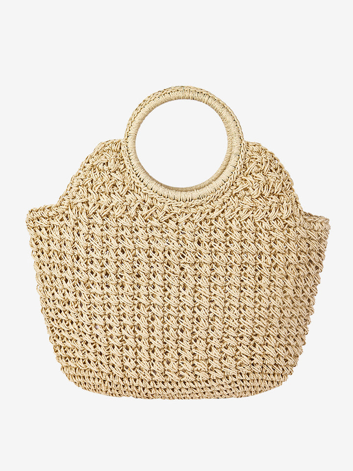 Hand-knotted straw bag with round handle Bowlift