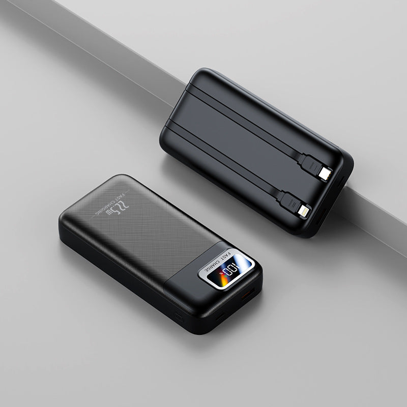 Portable power bank with intelligent cable management and digital display Bowlift