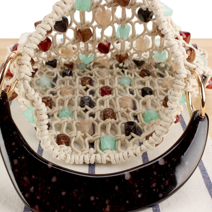 Fashionable handbag in creative net design with colorful accents Bowlift