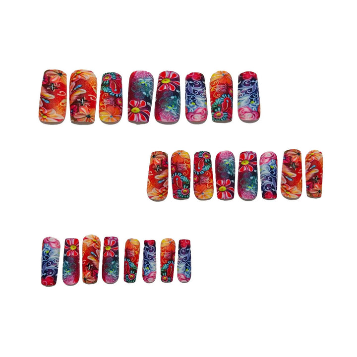 Artificial nails with luxurious 3D flowers and glitter accents Bowlift