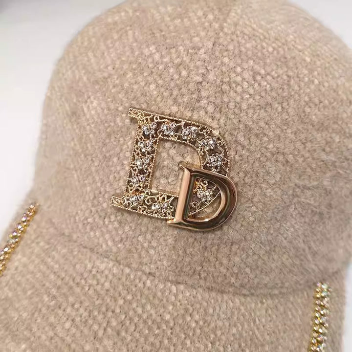 Women's Luxurious Embellished Wool Baseball Cap Bowlift