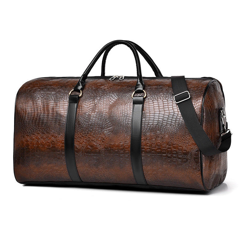 Luxurious Travel Bag Made of High-Quality Faux Leather with Elegant Crocodile Pattern Bowlift