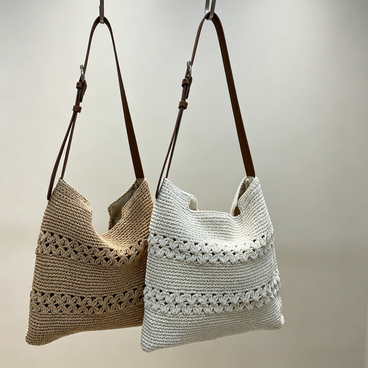 Hand-knotted shoulder bag with leather straps Bowlift