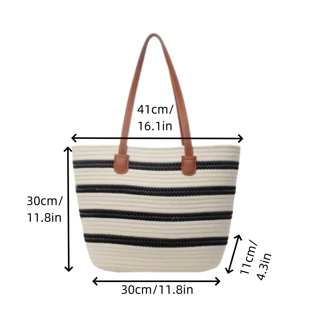 Spacious straw tote bag with leather handles Bowlift