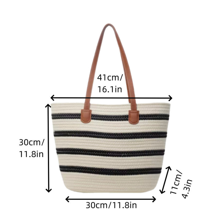 Spacious straw tote bag with leather handles Bowlift