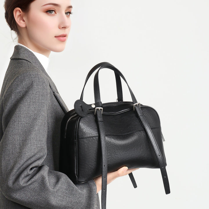 Structured Leatherette Top-Handle Convertible Satchel