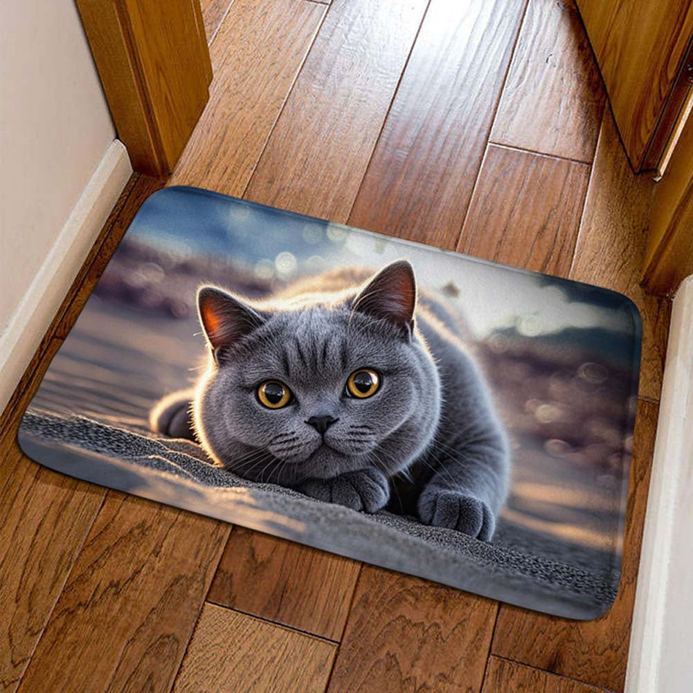 Decorative Cat Welcome Mat Bowlift