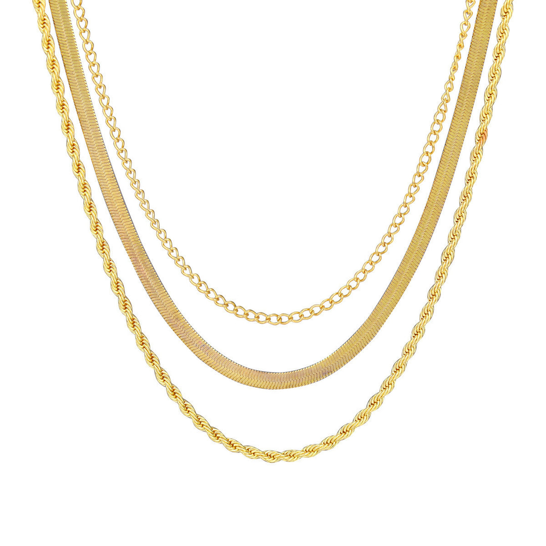 Layered Textured Chain Necklace Bowlift
