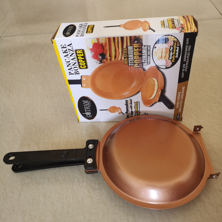 Double-Sided Ceramic Non-Stick Flip Pancake Maker Skillet With Heat-Resistant Handle