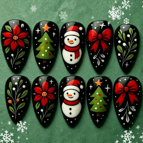 Artificial nail set with festive Christmas design Bowlift