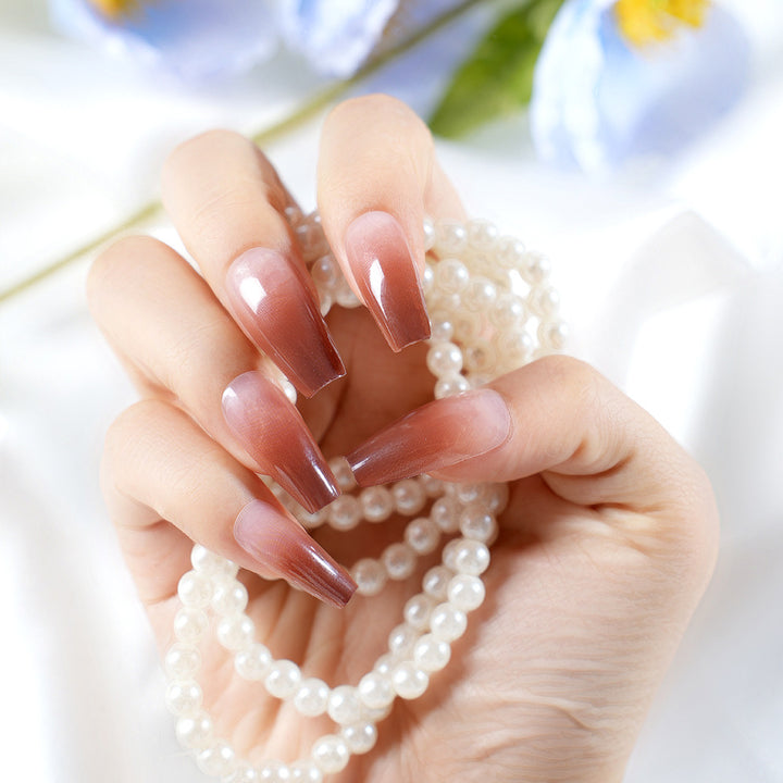 Elegant Long Coffin Press-On Nail Art Bowlift