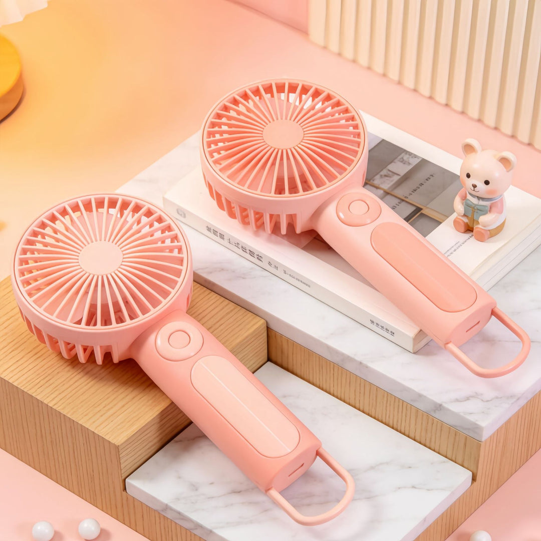 Women's Portable Hand Fan with USB Charging Function and Adjustable Tilt Bowlift
