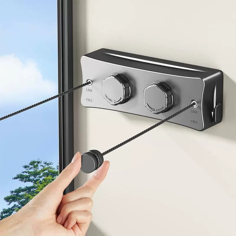 Retractable stainless steel clothesline tensioner with wall bracket Bowlift
