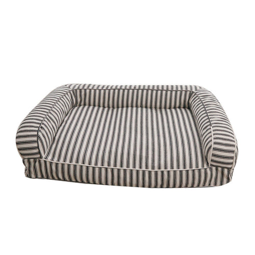Striped Bolstered Dog Bed