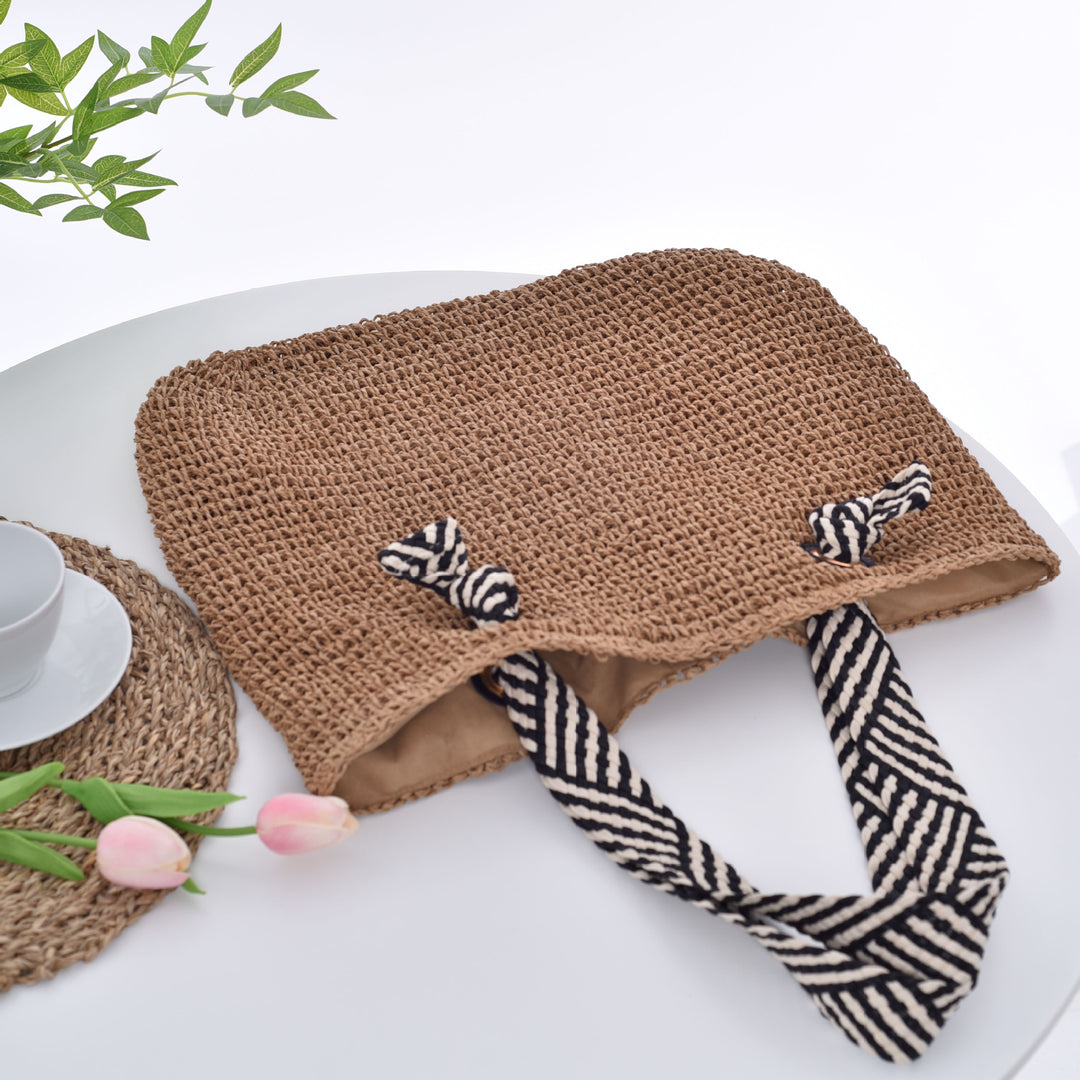 Handbag with Striped Shoulder Straps Bowlift