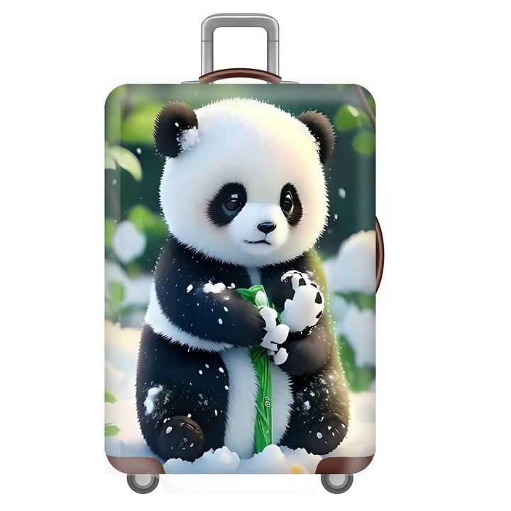 Unisex non-elastic suitcase cover for hard shell trolley with cute panda design, stretch protective cover with handle and wheel openings Bowlift
