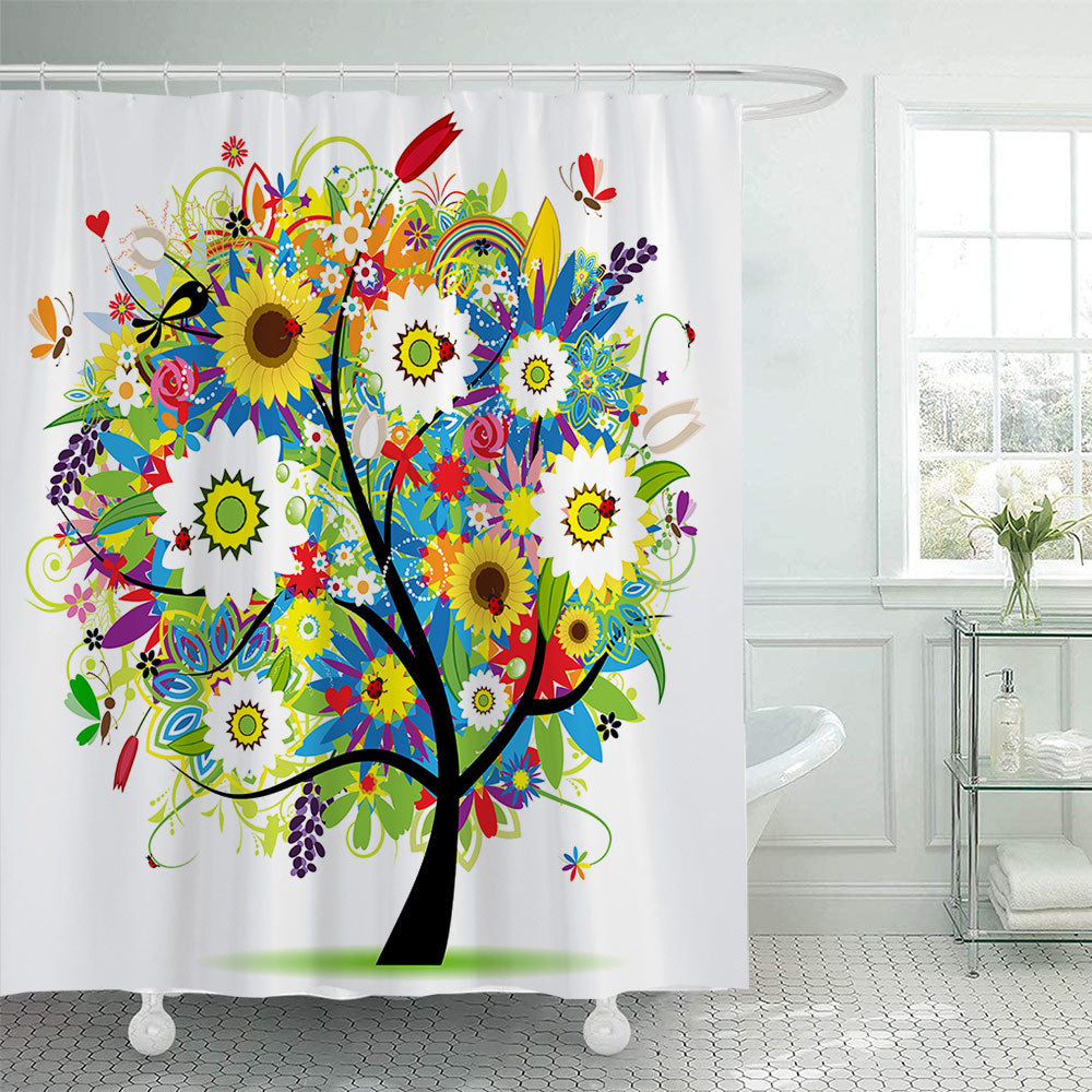 Artistic Tree Design Shower Curtain Bowlift