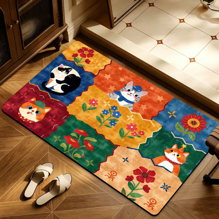 Artistic Floral Patterned Floor Mat Bowlift