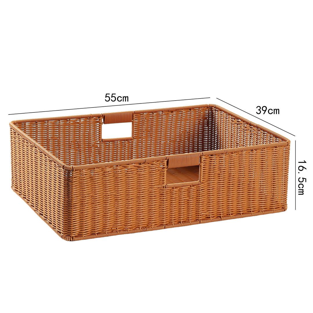 Handwoven Rectangular Storage Basket with Cut-Out Handles Bowlift
