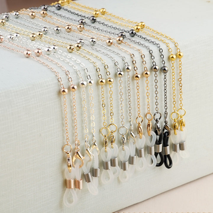 Silver Bead Decorative Eyewear Holder Chain Bowlift