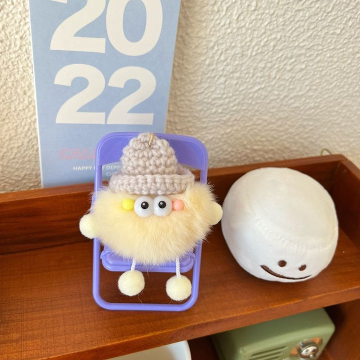 Playful Fuzzy Character Keychain Bowlift