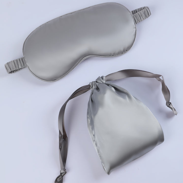 Women's nano silk sleep mask with padded eye area, adjustable elastic band, and storage pouch Bowlift