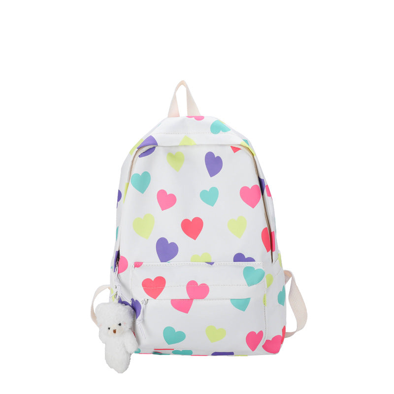 Heart-Patterned Casual Backpack Bowlift