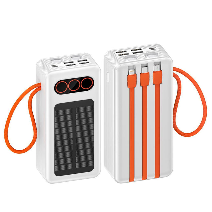 Portable Solar Power Bank with Integrated Charging Cables and Fast Charging Function Bowlift