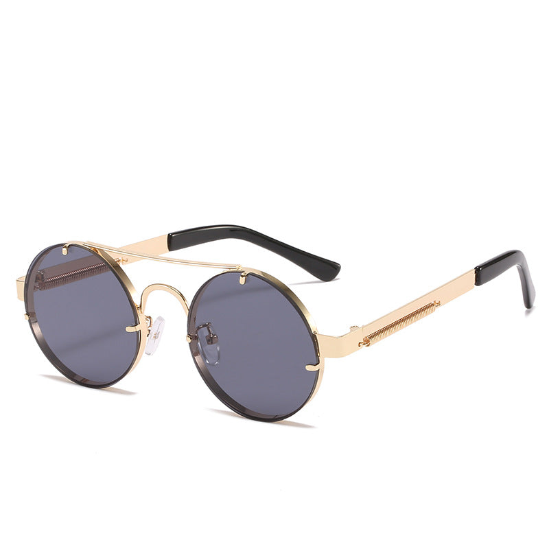Women's round designer sunglasses with innovative metal frame and protective lenses Bowlift