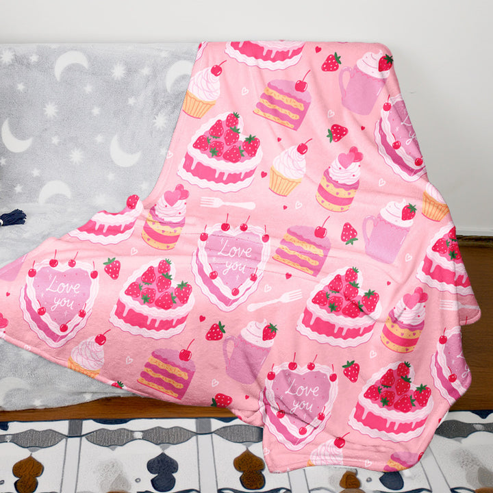 Heart Pattern Fleece Throw Blanket