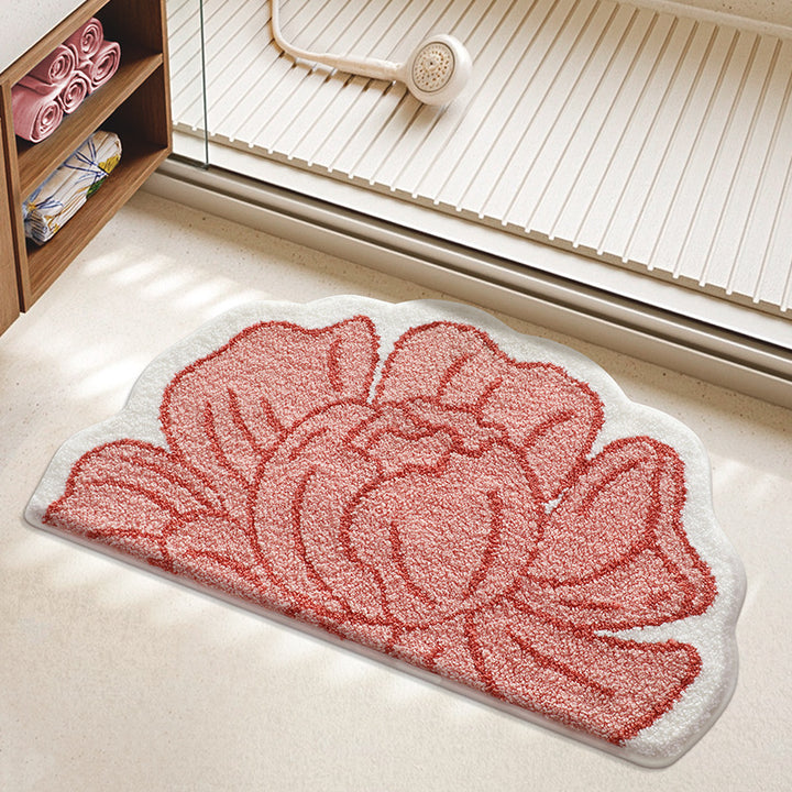 Textured Floral Bath Mat Bowlift