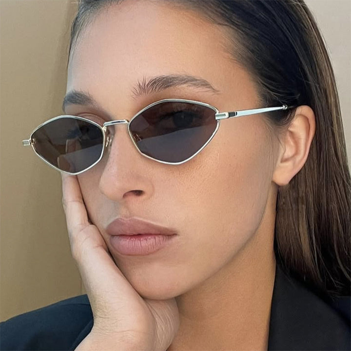 Women's geometric sunglasses with fine metal frame and UV protection Bowlift